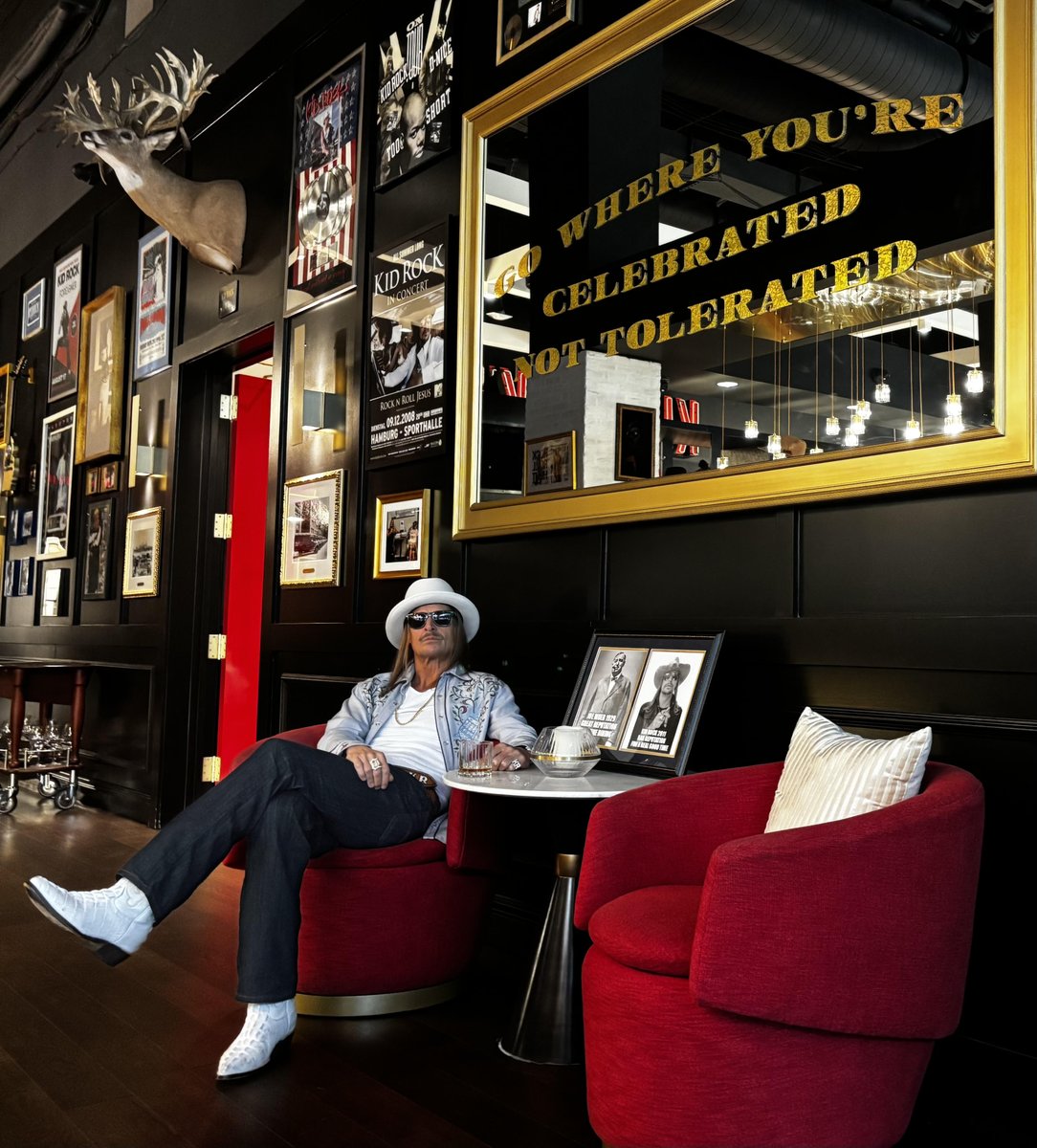 KidRock's tweet image. A small group of very bad people thought they cancelled me and my restaurant in Detroit in 2020….All you dumbasses did was hurt the city I LOVE.

5/5/25
Nashville TN
➡️TheDetroitCowboy.com