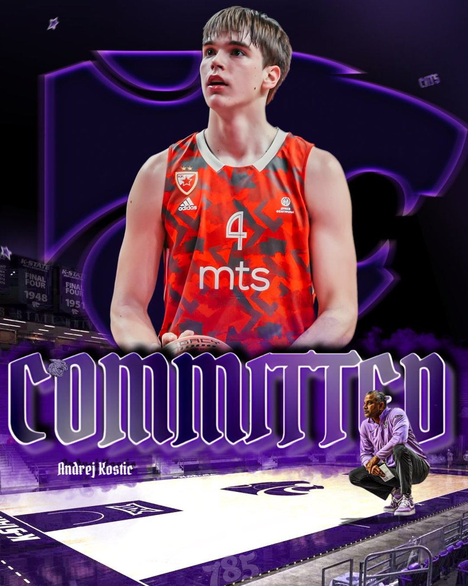 K-State is going the European route with Serbian star Andrej Kostic

Averaging 15.7 points, 5.7 rebounds, and nearly 2 steals a game in Serbia, the 6’6 Guard has lit up the European game. He won the U18 European Gold Medal as a 16 year old. Welcome to the Family, Andrej💜