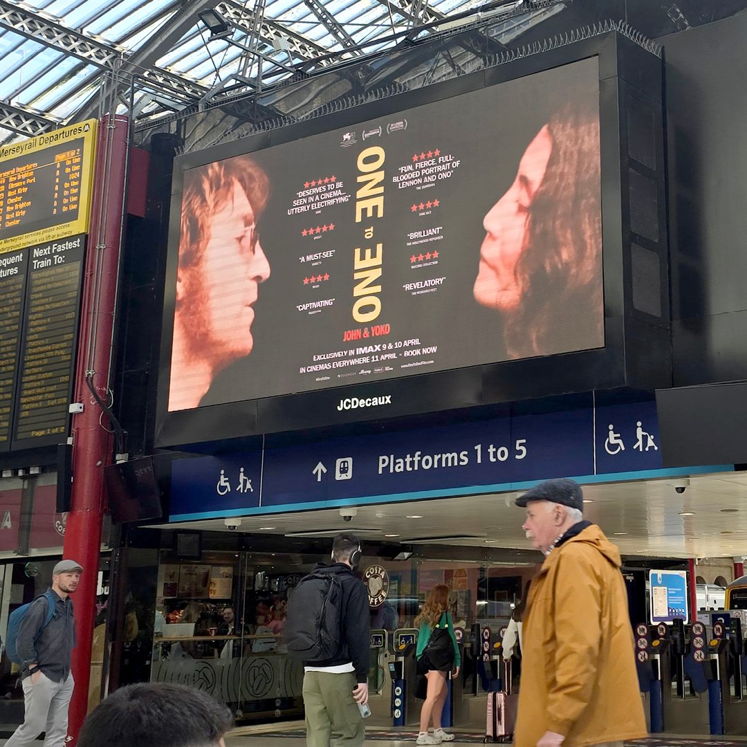 PlanningUnit's tweet image. One to One: John &amp;amp; Yoko by director Kevin Macdonald is in the cinemas now, and it’s so nice to see the OOH we created out and about in real life. Photography by the legendary Bob Gruen. Titles and infilm graphics coming soon!