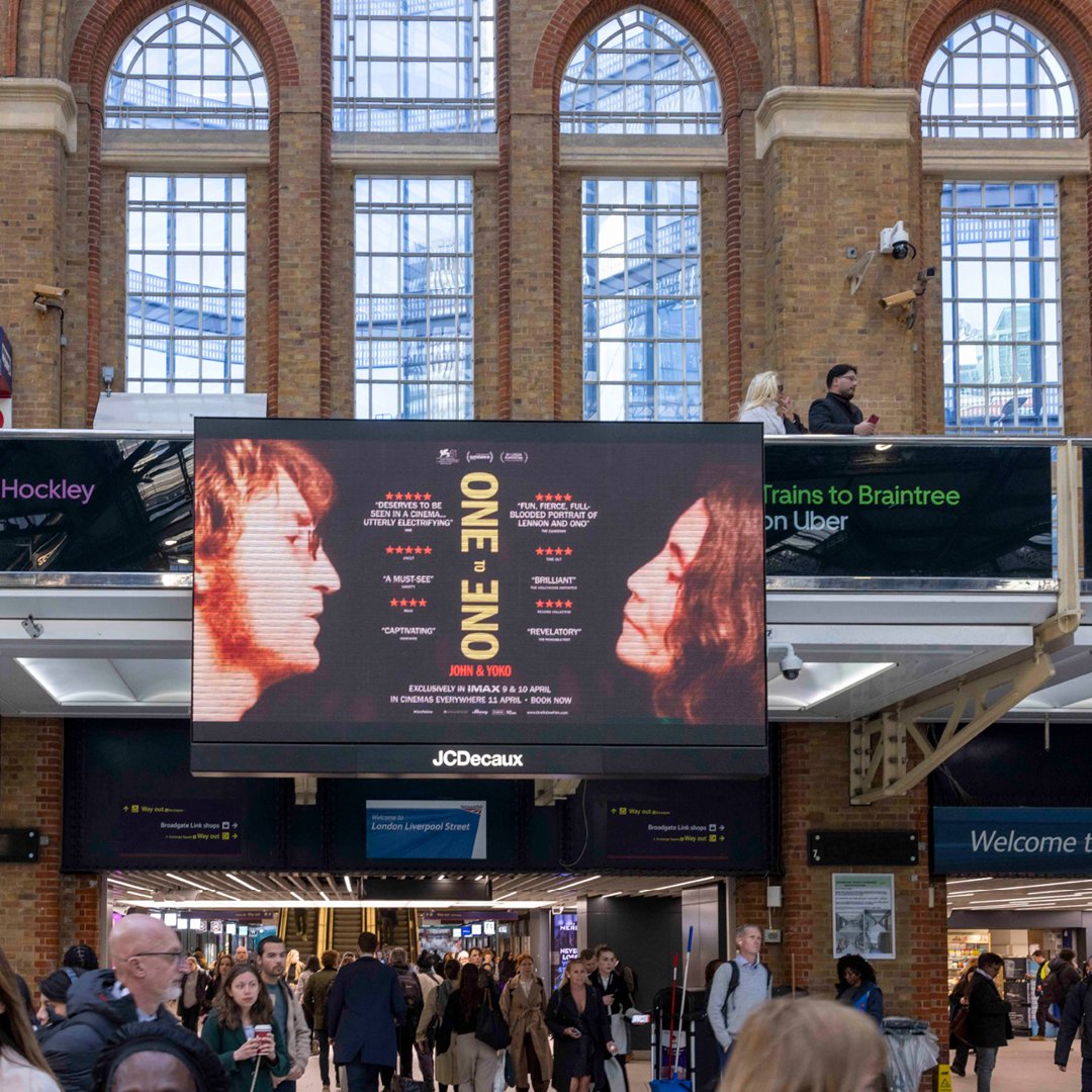 PlanningUnit's tweet image. One to One: John &amp;amp; Yoko by director Kevin Macdonald is in the cinemas now, and it’s so nice to see the OOH we created out and about in real life. Photography by the legendary Bob Gruen. Titles and infilm graphics coming soon!