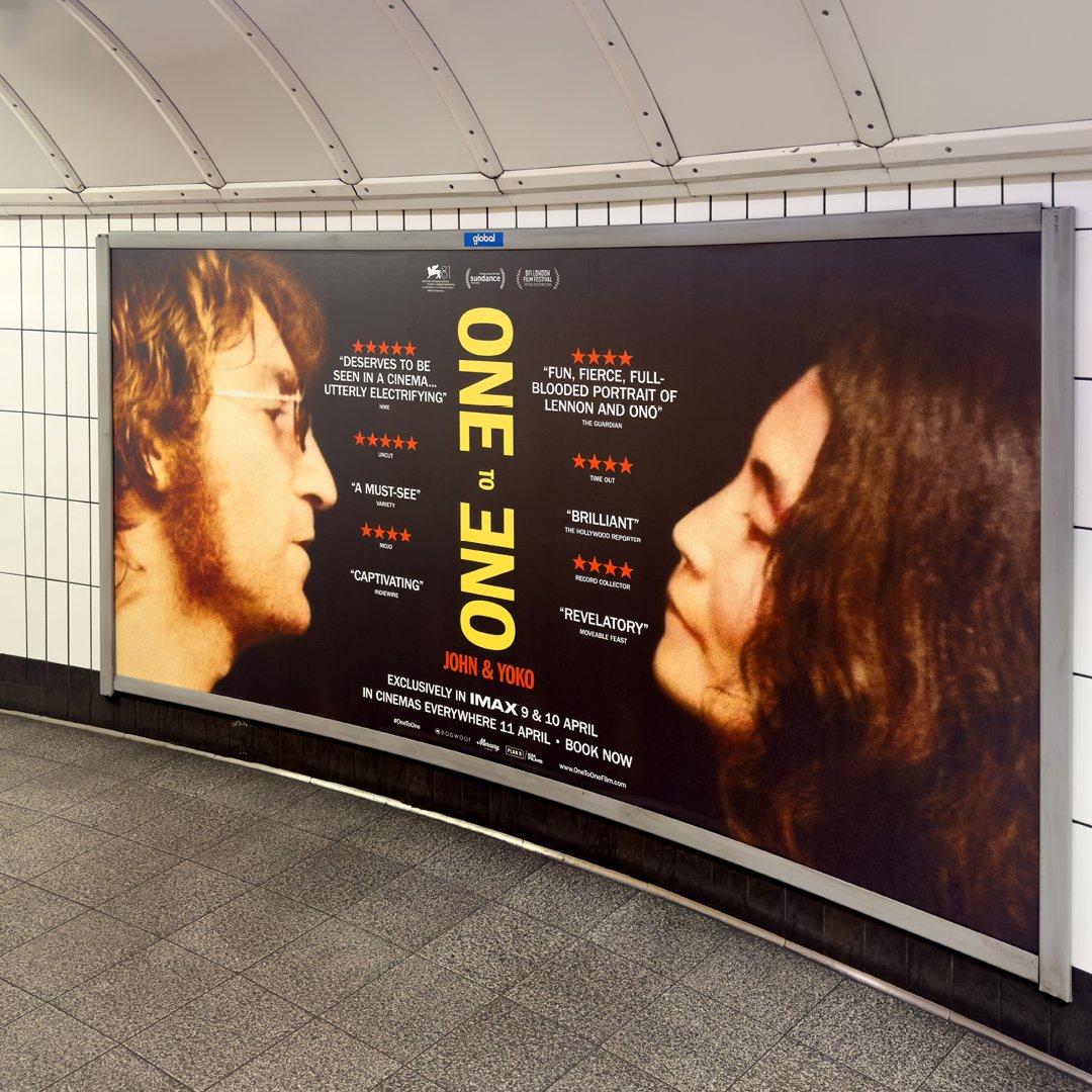 PlanningUnit's tweet image. One to One: John &amp;amp; Yoko by director Kevin Macdonald is in the cinemas now, and it’s so nice to see the OOH we created out and about in real life. Photography by the legendary Bob Gruen. Titles and infilm graphics coming soon!
