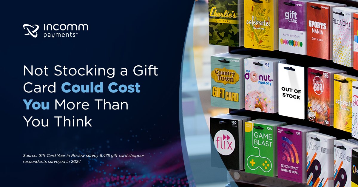Our latest Gift Card Year in Review found that 68% of gift card shoppers plan their gift card purchases in advance. If those shoppers cannot find their desired card in a store, many said they will leave and look for it at a different merchant. Learn more: incomm.com/insights/2024-…