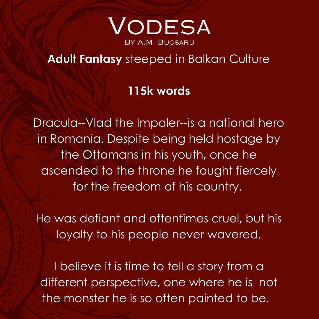 ✨Officially in my #amquerying era ✨

An updated #agentguide or #agentsguide for VODESA, a Romanian history-inspired adult fantasy 🧛‍♀️🩸