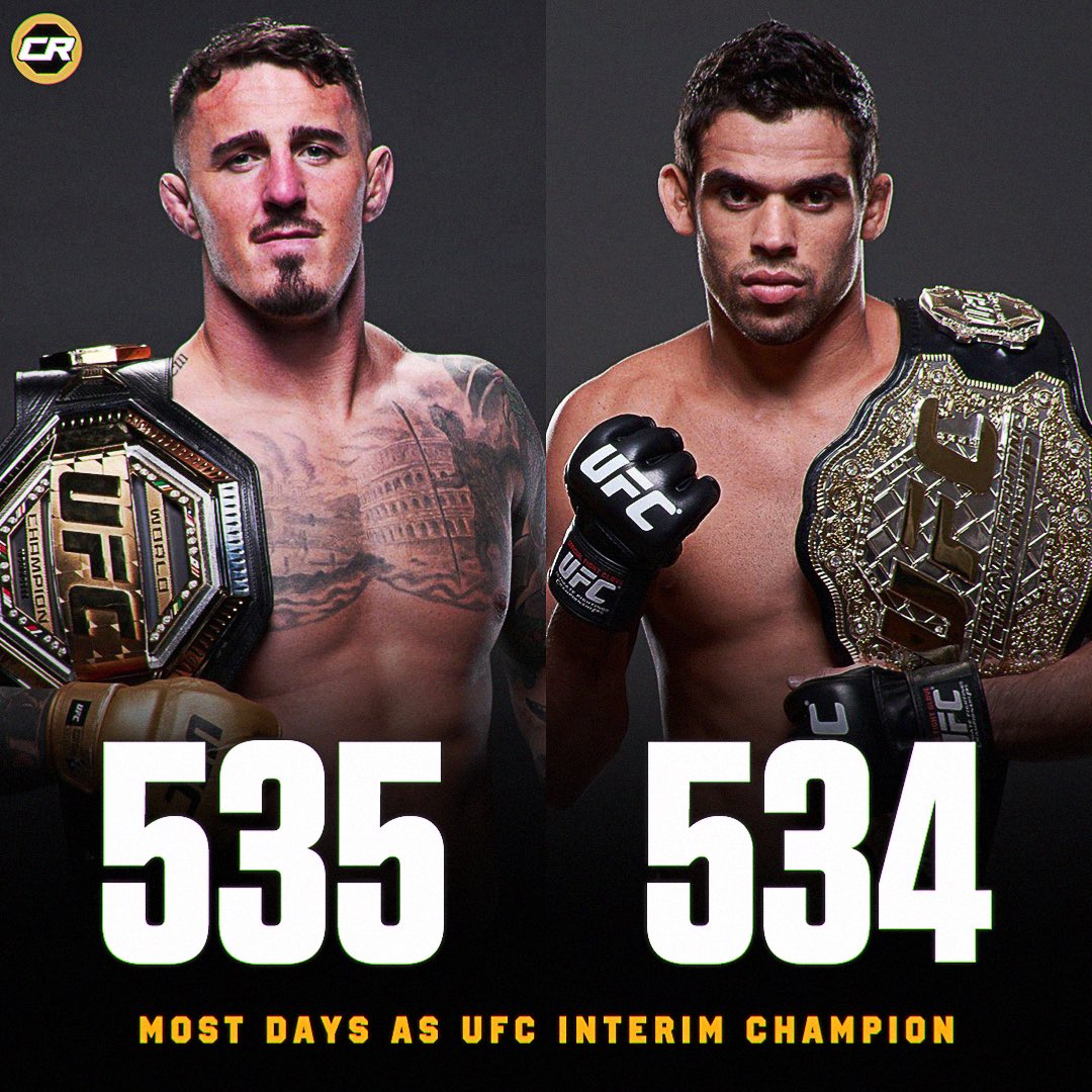 Championship Rounds (@champrds) on Twitter photo Tom Aspinall is now the longest reigning interim champion in UFC history, surpassing Renan Barao
Tom Aspinall: 535 days
Renan Barão: 534 days
(h/t <a href="/JedKMeshew/">Jed Meshew II</a>) #UFC #MMA Tom Aspinall is now the longest reigning interim champion in UFC history, surpassing Renan Barao
Tom Aspinall: 535 days
Renan Barão: 534 days
(h/t <a href="/JedKMeshew/">Jed Meshew II</a>) #UFC #MMA