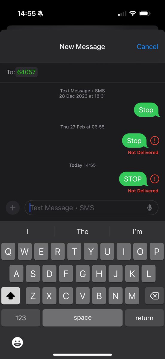 jpswade's tweet photo. @webuyanycar how does this work then? I can’t seem to text stop to 64057 https://t.co/KE90zUJk1L