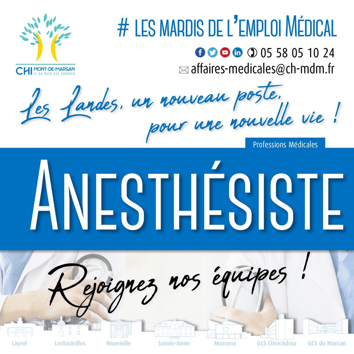 📣ℹ️ 𝗩𝗼𝘂𝘀 ê𝘁𝗲𝘀 #Anéthésiste , 𝘃𝗲𝗻𝗲𝘇 𝗰𝗼𝗺𝗽𝗹é𝘁𝗲𝗿 𝗻𝗼𝘁𝗿𝗲 é𝗾𝘂𝗶𝗽𝗲 𝗲𝘁 𝗱é𝗯𝘂𝘁𝗲𝘇 𝘂𝗻𝗲 𝗻𝗼𝘂𝘃𝗲𝗹𝗹𝗲 𝘃𝗶𝗲 𝗱𝗮𝗻𝘀 𝗹𝗲𝘀 📍𝗟𝗮𝗻𝗱𝗲𝘀 !
ch-mt-marsan.nous-recrutons.fr/poste/1tng3tbx…