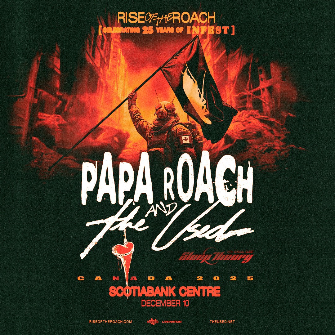 ScotiabankCtr's tweet photo. 🎤 JUST ANNOUNCED 🎤 @paparoach is crashing into Scotiabank Centre Dec 10 with @WeAreTheUsed & @SleepTheoryBand 🤘 Grammy noms, 20+ Billboard hits & a 3x Platinum album—this is NOT your Last Resort! Tickets on sale May 2—let’s tear it up together #HalifaxRocks https://t.co/aZGr4uEK5Q