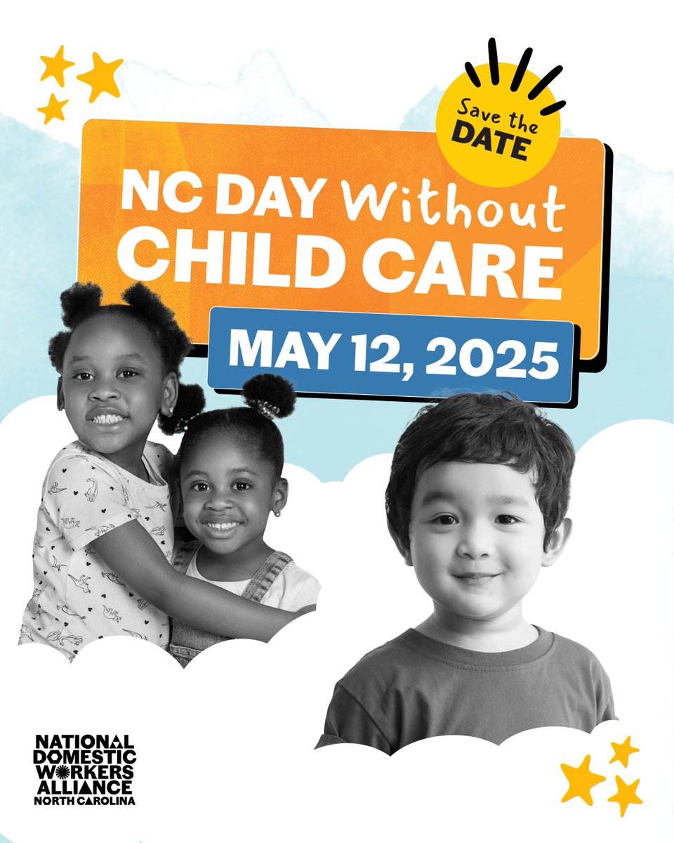 NC Workers' Rights Project (@ncworkers) on Twitter photo Every child deserves to grow, learn, and thrive, but we can’t make that happen without ensuring affordable childcare for families and fair wages for providers. Join us on May 12th to fight for #ChildCareForNC.
Learn more from <a href="/domesticworkers/">Domestic Workers</a>: bit.ly/4jmPxuW Every child deserves to grow, learn, and thrive, but we can’t make that happen without ensuring affordable childcare for families and fair wages for providers. Join us on May 12th to fight for #ChildCareForNC.
Learn more from <a href="/domesticworkers/">Domestic Workers</a>: bit.ly/4jmPxuW