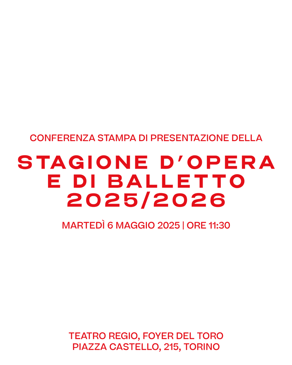 Martedì 6 maggio, nel Foyer del Toro, non perdere la conferenza stampa di presentazione della nuova Stagione d’Opera e di Balletto 2025-2026.
Si va in scena! ✨