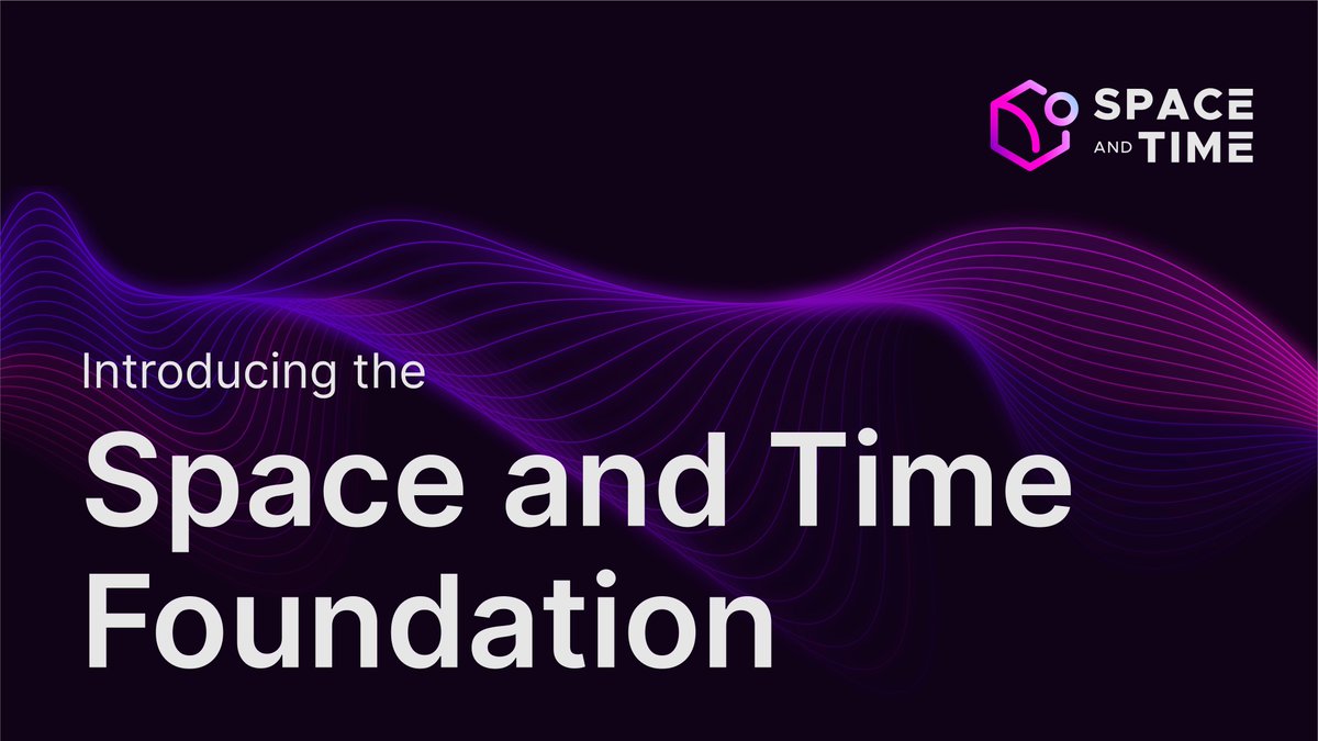 Space and Time (@spaceandtimedb) on Twitter photo Introducing the Space and Time Foundation.
The Foundation will work alongside the Space and Time community to empower developers to build the next generation of crypto apps with ZK-proven data.
spaceandtime.io/blog/introduci… Introducing the Space and Time Foundation.
The Foundation will work alongside the Space and Time community to empower developers to build the next generation of crypto apps with ZK-proven data.
spaceandtime.io/blog/introduci…