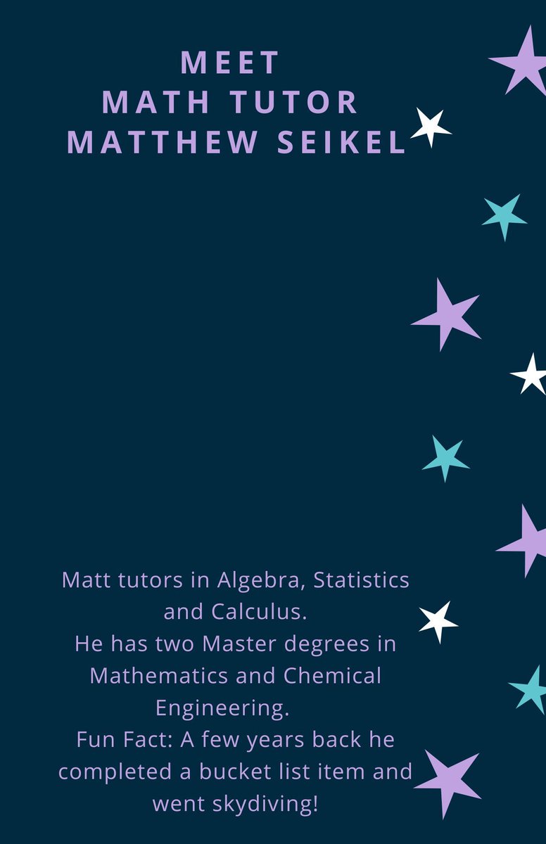 OwensCCLibrary's tweet photo. Meet our tutor from the learning commons, Matt! Need help with Math or Statistic tutoring? Matt would be more than happy to help! https://t.co/NNuF3m0vM3