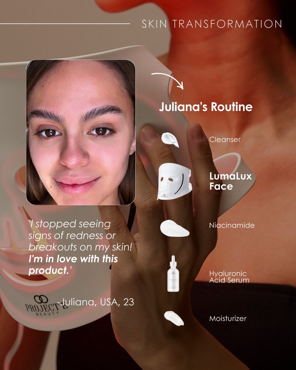ProjectEBeauty's tweet photo. Achieving clear and glowing skin does not have to mean overhauling your existing routine. 🧴

The results speak for themselves- interested in joining the revolution? Learn more about LumaLux Face Pro LED Mask on our website now and try it risk-free for 60 days! ✨ https://t.co/2X0q6zZzjm