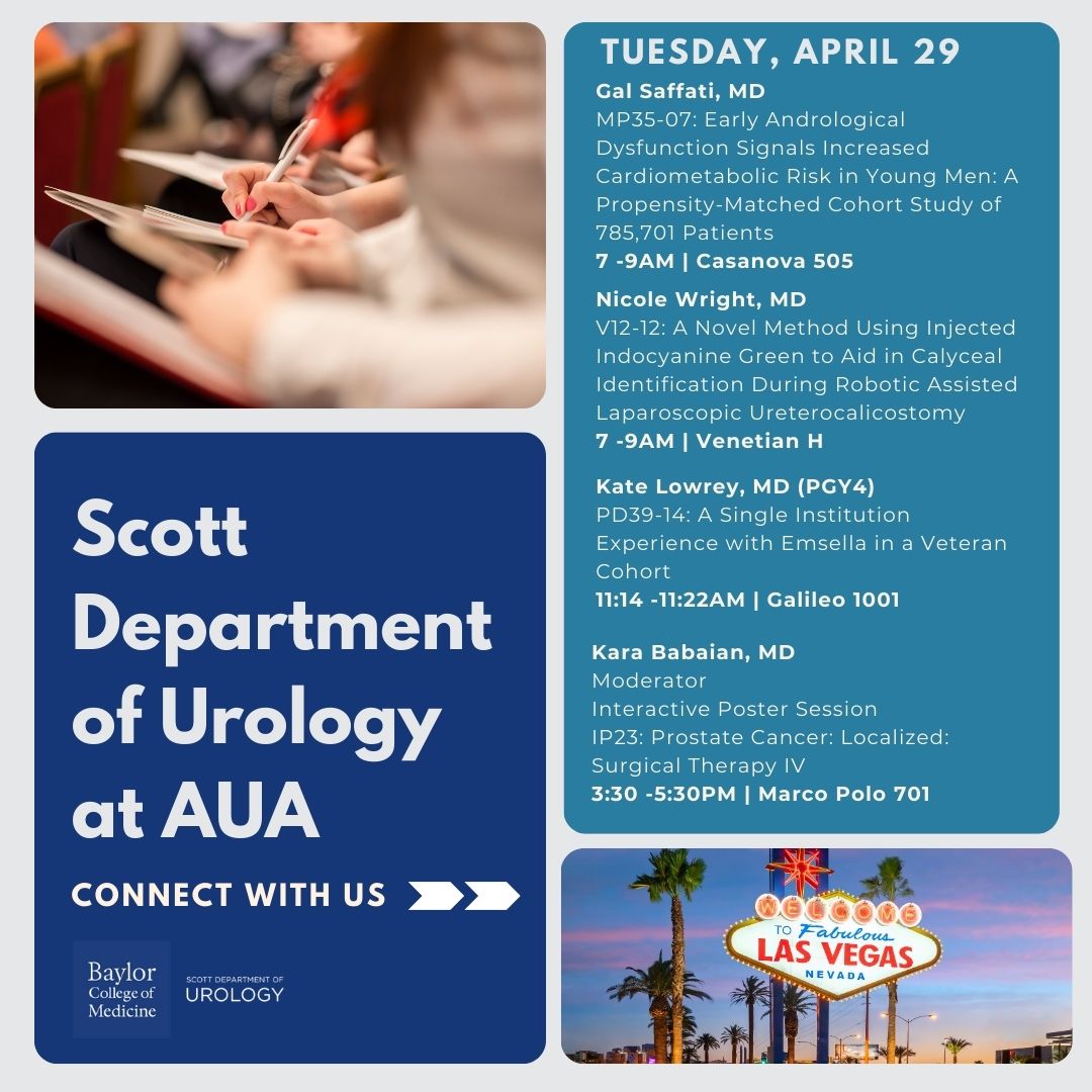 The Scott Department of Urology is ready to close out #AUA25 strong with some amazing presentations!

Make sure to join us!

#BCMUrology