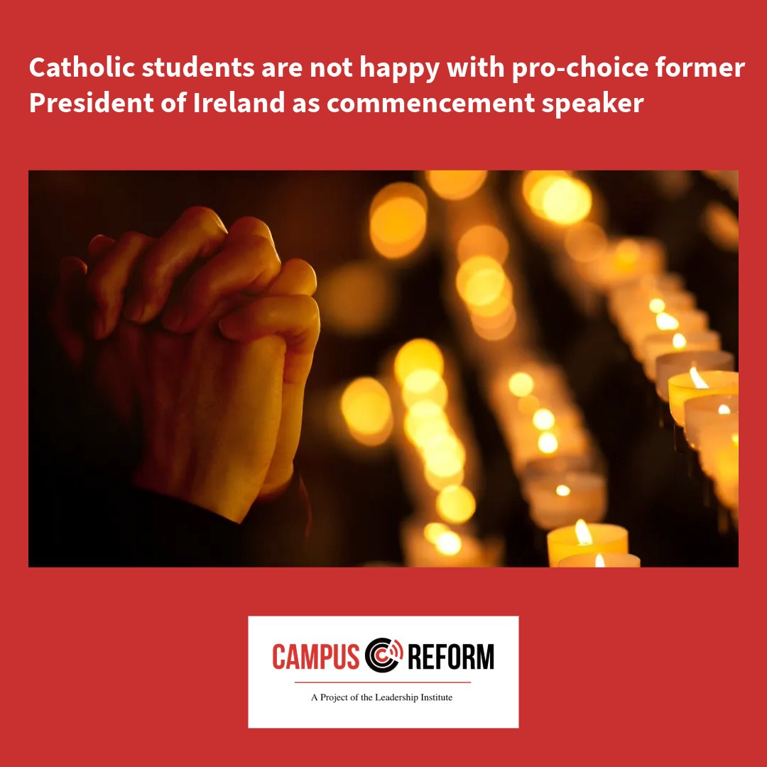 campusreform's tweet image. Catholic students are not happy with pro-choice former President of Ireland as commencement speaker

Link in bio or read the story at bit.ly/4lSmzEQ

#catholic #ireland #prochoice #prolife #campusreform