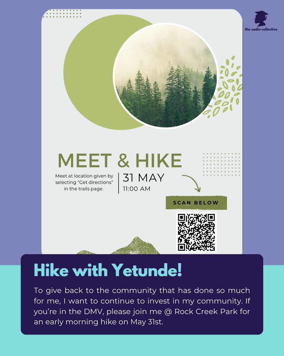 🌟 Introducing our April Community Spotlight: <a href="/o7_josie/">Yetunde</a> !

Yetunde is a recent grad, a research analyst, and an advocate for building community. Swipe to learn more about her and how DMV area folks can join the Rock Creek hike she’s hosting in May!

#EconX #blackgirlmagic