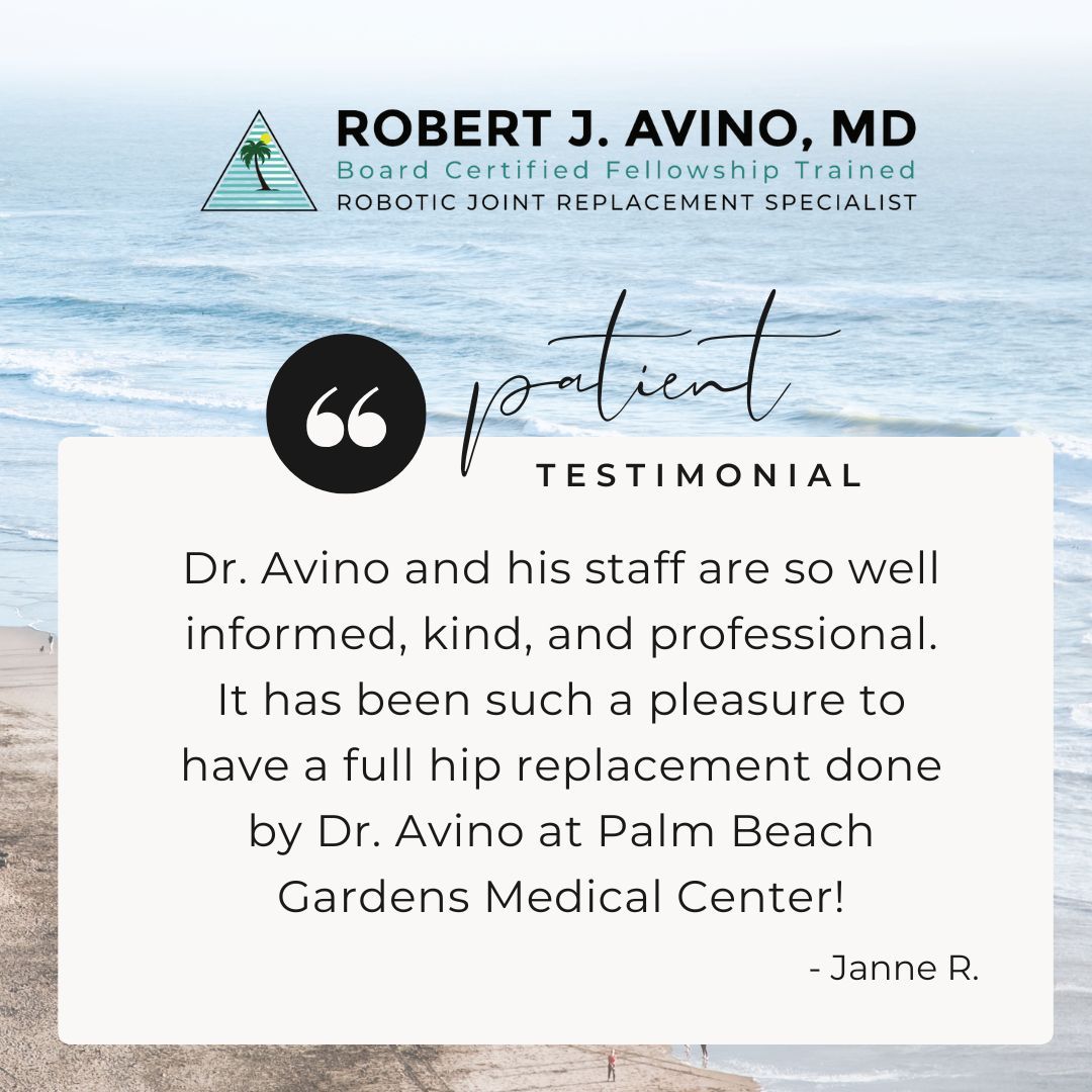It's not every day you hear someone call a hip replacement a pleasure! Janne, we're thrilled to know you had such a positive experience. Thank you for trusting our team with your care! #robertavinomd #patienttestimonial #testimonialtuesday #patientstory #comebackstory