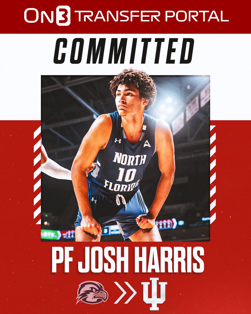 Transfer Portal (@transferportal_) on Twitter photo BREAKING: North Florida transfer PF Josh Harris has committed to Indiana, <a href="/TiptonEdits/">Joe Tipton</a> reports🔴
on3.com/college/indian… BREAKING: North Florida transfer PF Josh Harris has committed to Indiana, <a href="/TiptonEdits/">Joe Tipton</a> reports🔴
on3.com/college/indian…