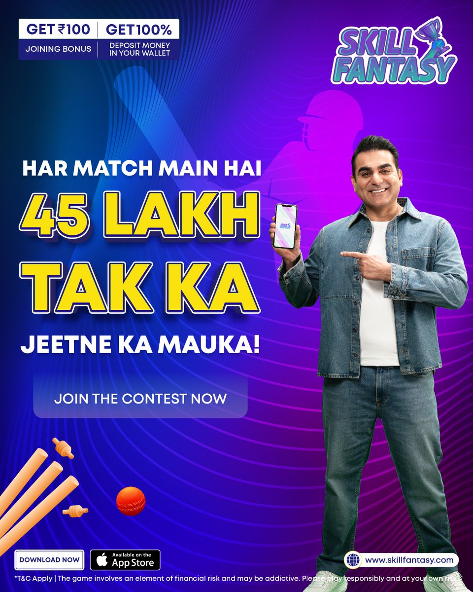 skillfantasyind's tweet image. Turn your skills into ₹45 Lakhs on Skill Fantasy! Play, strategize &amp;amp; win big.

Download Now: web.skillfantasy.com/download

#SkillFantasy #FantasyCricket #Cricketworld #Cricketupdate #JoinNow #PlaytoWin #Rewards #FantasySports #Fantasyleague #Cricketmatch #Cricket #India