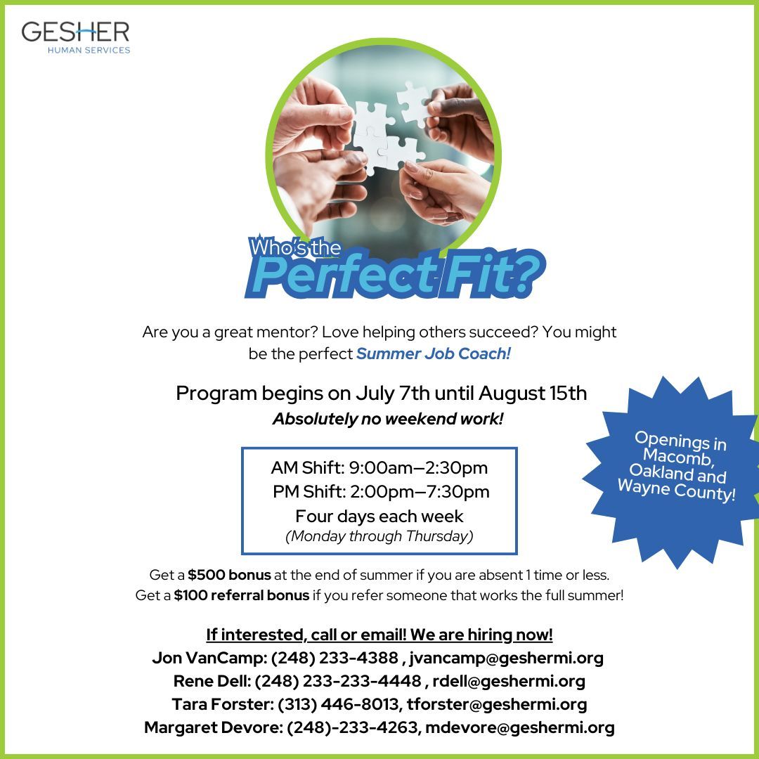 Are you the perfect fit? 🌟 Join us this summer as a Job Coach and make a real difference in someone's career journey! If you're a great mentor who is supportive, passionate about guiding others, and eager to help build confidence, this opportunity is for you.
