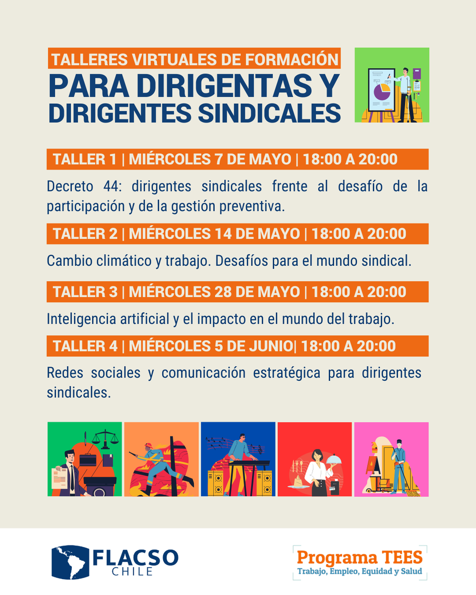 Flacso_Chile's tweet photo. #CONVOCATORIA | 🛠️ ¡Atención dirigent@s sindicales!

FLACSO Chile abre inscripciones a sus talleres virtuales y gratuitos de formación sindical 💬✊🏽

¡No te lo pierdas! Inscríbete aquí 👉 https://t.co/xiM5sTWYG8 https://t.co/snDm3nfutc