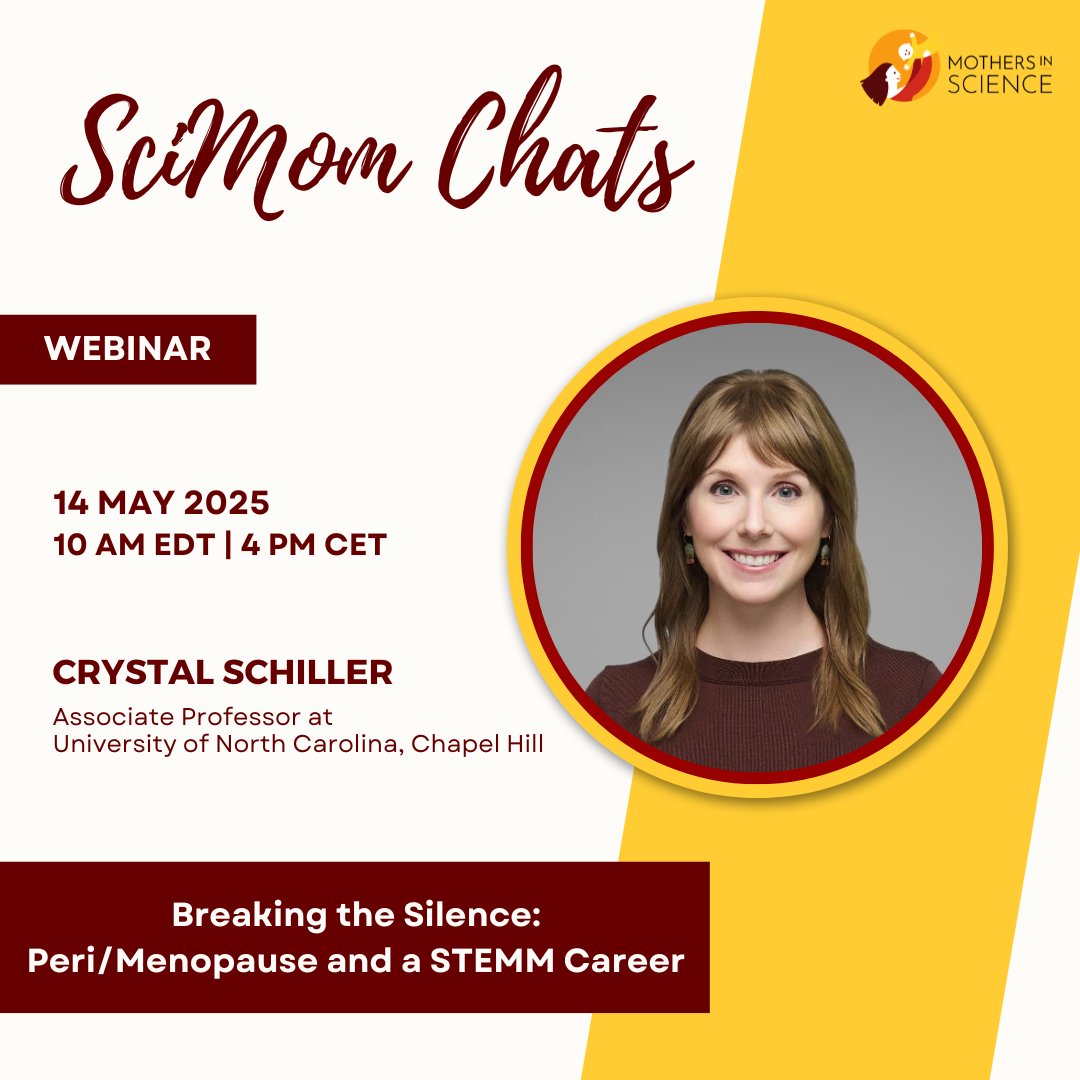 Mothers in Science (@mothersinsci) on Twitter photo Join us to celebrate Maternal Mental Health Awareness Month! #MothersinSTEMM face unique challenges during peri/menopause - and stigma makes it worse. Attend our FREE #SciMomChat Webinar with Dr. Crystal Schiller
Register now 👇 mothersinscience.com/scimomchats
#WomenInSTEM <a href="/ceschiller/">Crystal Schiller</a> Join us to celebrate Maternal Mental Health Awareness Month! #MothersinSTEMM face unique challenges during peri/menopause - and stigma makes it worse. Attend our FREE #SciMomChat Webinar with Dr. Crystal Schiller
Register now 👇 mothersinscience.com/scimomchats
#WomenInSTEM <a href="/ceschiller/">Crystal Schiller</a>