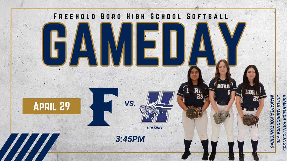 Freehold Boro High School Softball (@fb_softball24) on Twitter photo GAME DAY!
π₯ vs. Holmdel
π Freehold High School
β° 3:45PM
#BoroPride <a href="/FBHSathletics/">Freehold Athletics</a> GAME DAY!
π₯ vs. Holmdel
π Freehold High School
β° 3:45PM
#BoroPride <a href="/FBHSathletics/">Freehold Athletics</a>