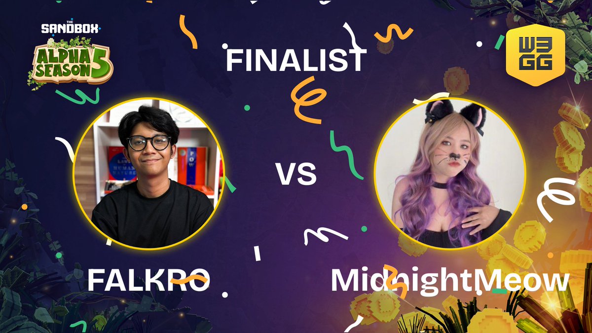 The Sandbox SEA🦖 🥚 (@thesandboxsea) on Twitter photo Woohoooo🥳
We've got our SEA Challenge Finalist locked down! Make sure to tune in tomorrow, same time, same platform.
<a href="/falkro52/">Adipashya🦖🥚</a> VS <a href="/mmmidnightmeow/">MidnightMeow</a>
💫Let's see who will be our first SEA Challenge champion!
#SEAChallenge Woohoooo🥳
We've got our SEA Challenge Finalist locked down! Make sure to tune in tomorrow, same time, same platform.
<a href="/falkro52/">Adipashya🦖🥚</a> VS <a href="/mmmidnightmeow/">MidnightMeow</a>
💫Let's see who will be our first SEA Challenge champion!
#SEAChallenge