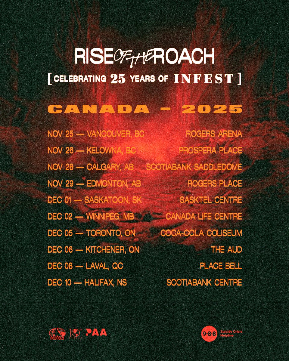 paparoach's tweet image. 🇨🇦CANADA🪳the #RISEOFTHEROACH tour is headed your way with @WeAreTheUsed The Used and special guests @SleepTheoryBand 

🎟️ ARTIST PRESALE:
Tomorrow, April 30 @ 10AM – Thursday, May 1 @ 10PM (Local)

📧Sign up for our email list to get your presale code.
riseoftheroach.com