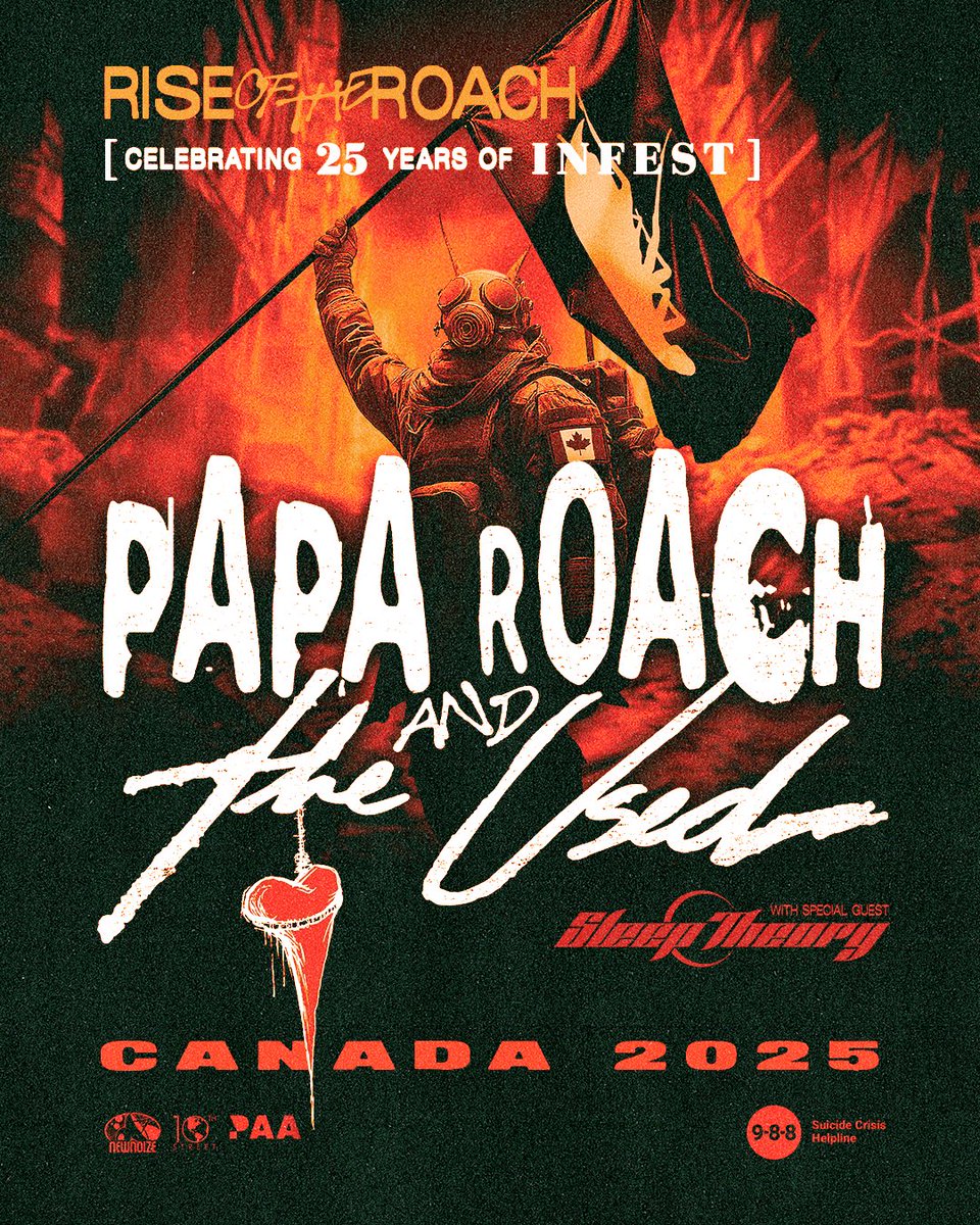 paparoach's tweet image. 🇨🇦CANADA🪳the #RISEOFTHEROACH tour is headed your way with @WeAreTheUsed The Used and special guests @SleepTheoryBand 

🎟️ ARTIST PRESALE:
Tomorrow, April 30 @ 10AM – Thursday, May 1 @ 10PM (Local)

📧Sign up for our email list to get your presale code.
riseoftheroach.com
