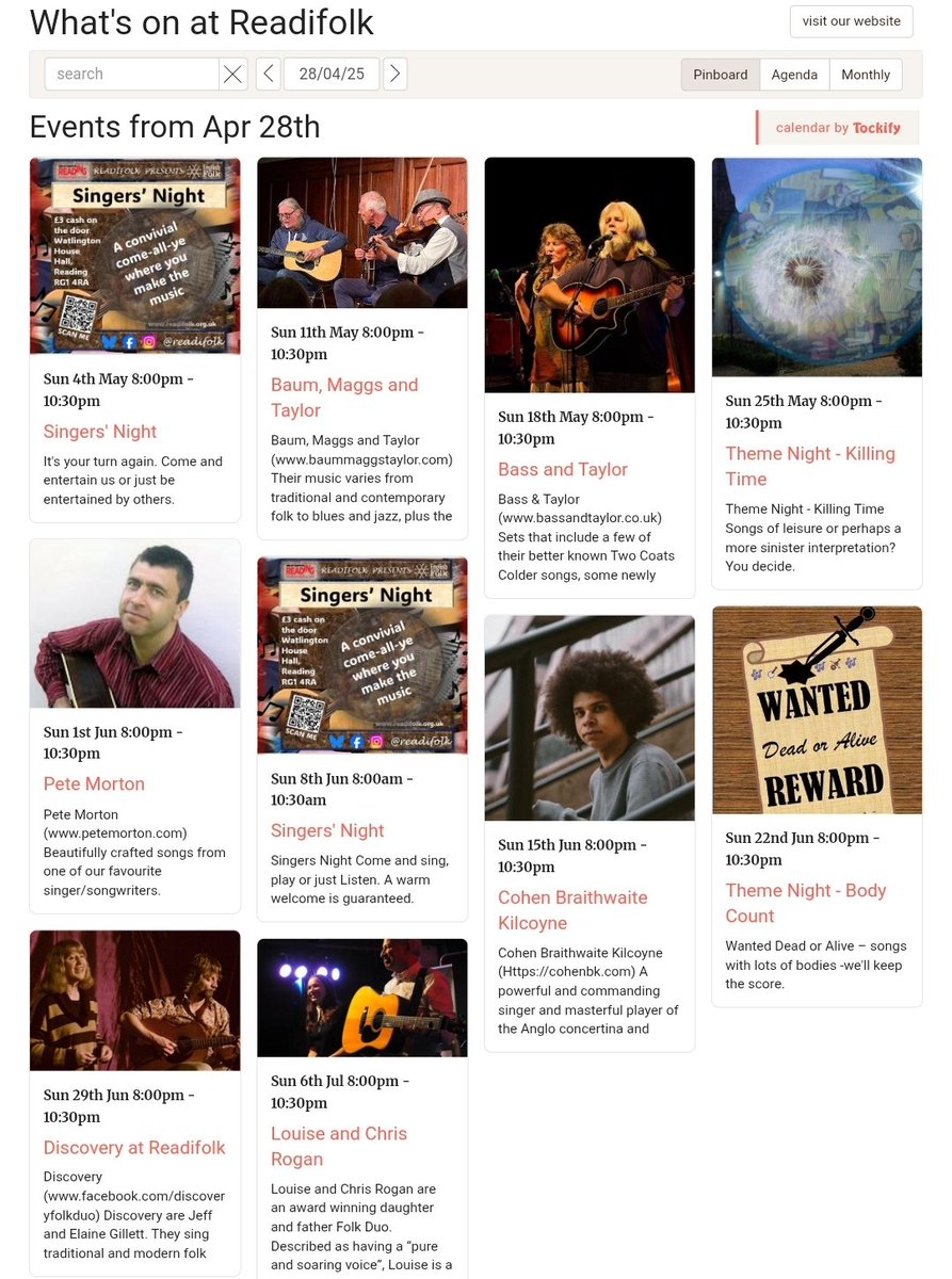 Look what we have coming up on Sundays in May, June and beyond: 11th May Baum, Maggs &amp; Taylor, 18th May Bass and Taylor, 1st June <a href="/petemortonmusic/">Pete Morton</a>, 15th June Cohen Braithwaite Kilcoyne, 29th June Discovery Duo, 6th July Louise &amp; Chris Rogan