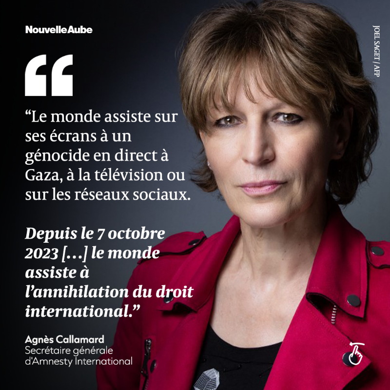nouvelleaubefr's tweet photo. La secrétaire générale d’Amnesty International, Agnès #Callamard, a dénoncé le #génocide israélien à #Gaza, dénonçant l’inaction des États face à la destruction systématique de la population palestinienne, dans le rapport annuel de l’organisation.