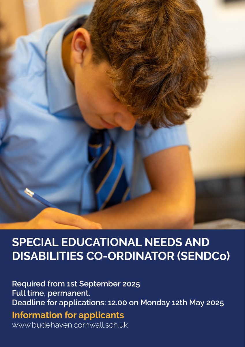 Are you an experienced professional with Qualified Teacher Status (QTS), who is passionate about ensuring the needs of every child with SEND are met? We are seeking to appoint a highly skilled SENDCo to join our thriving community school.
#edujobs #SENDCo #SENDJobs #Cornwall