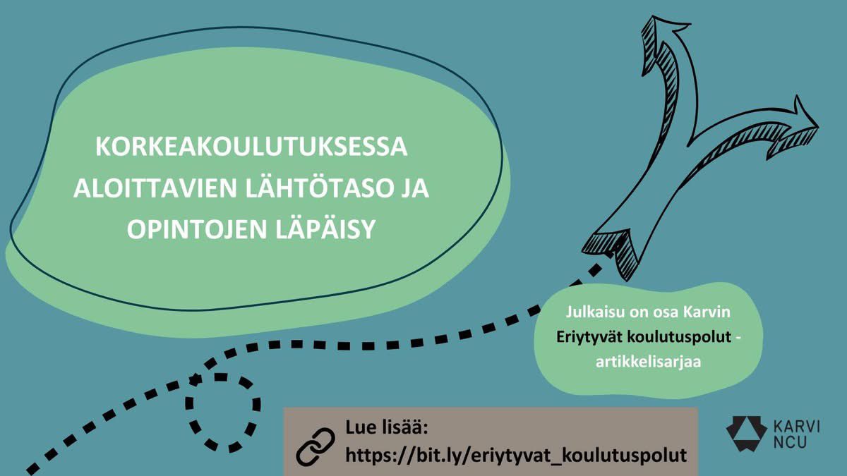 Tutustu uuteen artikkeliin: Korkeakouluissa aloittaneiden lähtötason osaaminen ja opintojen läpäisy: bit.ly/eriytyvat_koul… 

Lue mediatiedotteesta artikkelin keskeisimmät tulokset: karvi.fi/fi/ajankohtais…