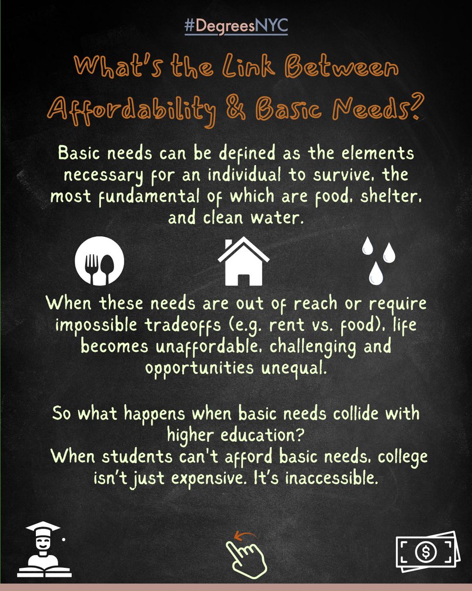 DegreesNYC's tweet image. Affordability April continues! How does College #affordability connect to student #basicneeds and what organizations and resources can help?
#whywedothiswork #degreesnyc