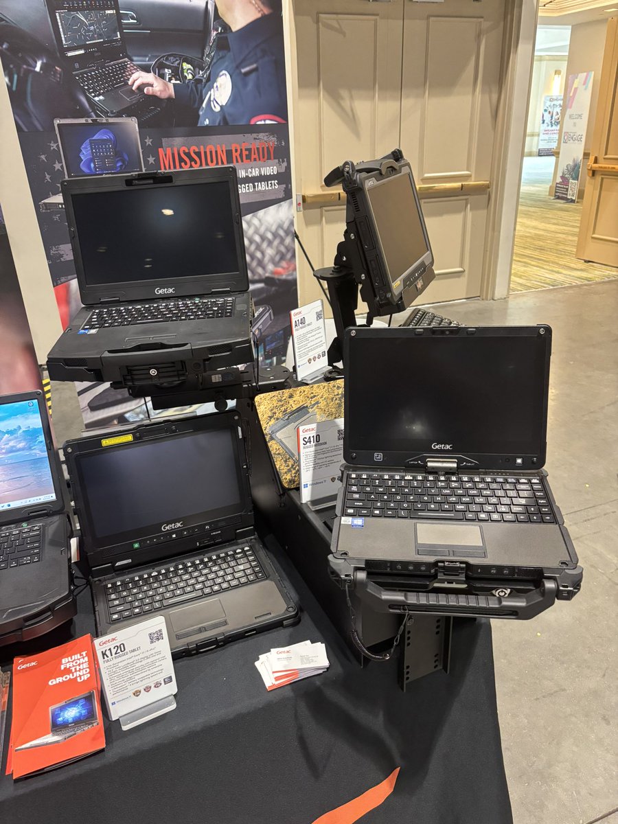 #GETAC was going strong what an amazing event at #centralsquare showcasing Mustang police OK using GETAC AI to do safe traffic stops turning the eyes into #LPR also the split screen s510 laptop huge hit with built in laser scanner for eticketing.   #Police #Sheriff #EMS #Fire