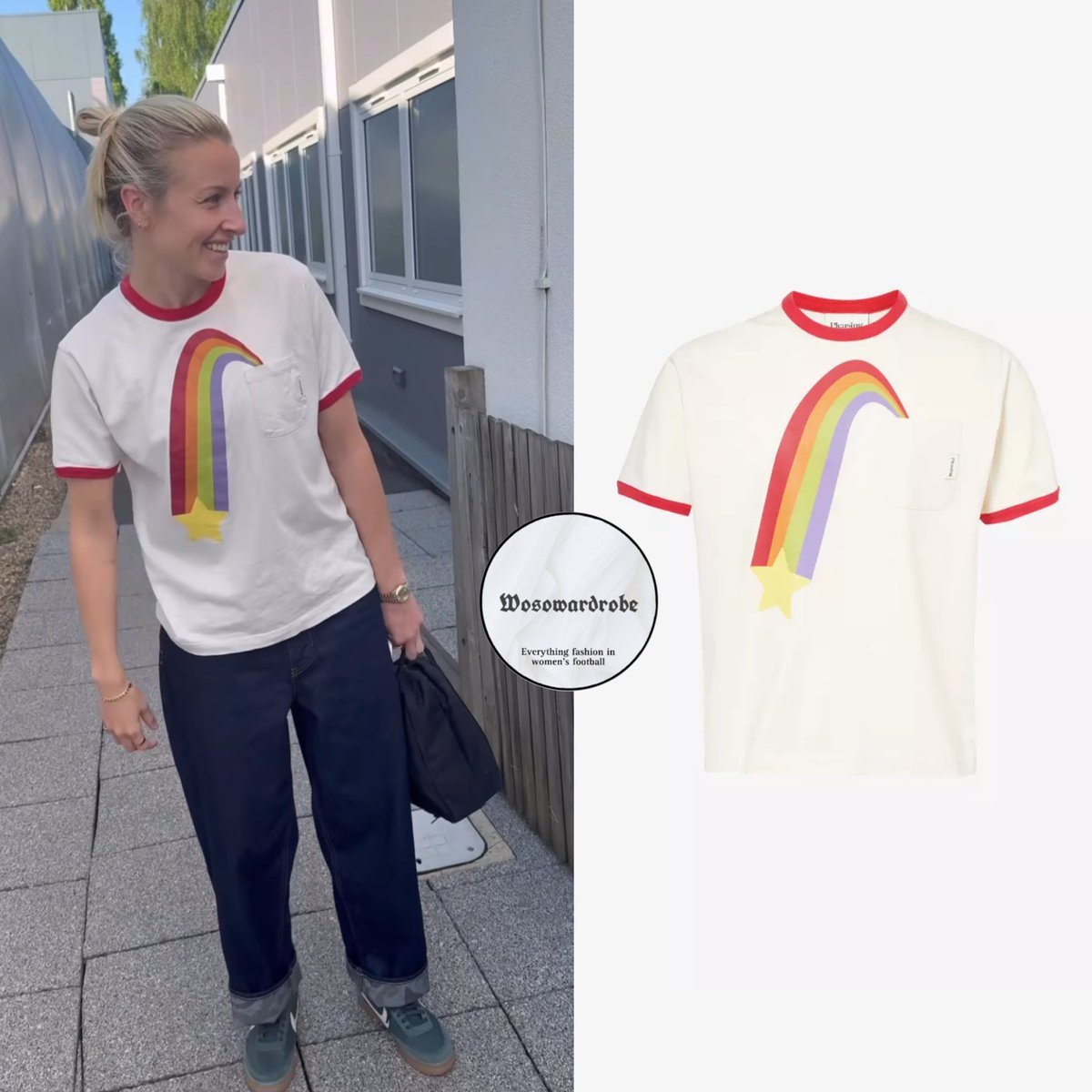 Leah being a fellow Harry Stan love to see it ❤️

She’s Wearing 
<a href="/Pleasing/">Pleasing</a> 
Rainbow cotton-jersey T-shirt £85

#leahwilliamson #woso