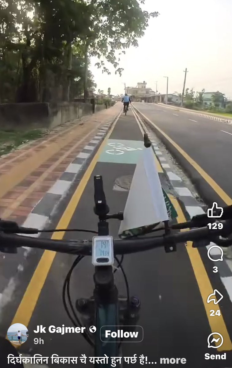 BhushanTuladhar's tweet image. Nice to see #BicycleLane in #Sauraha, Nepal 
Source: JK Gajmer’s FB post
