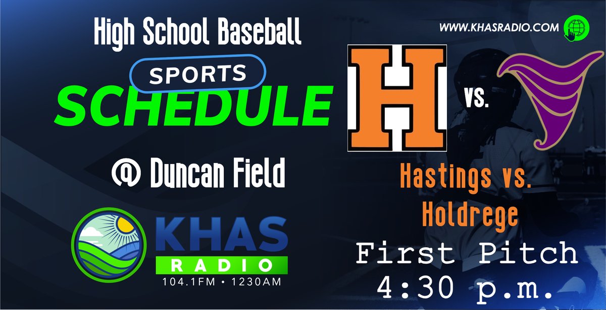 KHAS Radio (@khasradio) on Twitter photo ⚾️ The High School Baseball grind continues today with Hastings High taking on Holdrege at 4:30 p.m.! <a href="/hhstigerbasebal/">Hasting High Baseball</a> <a href="/HastingsTigers/">Hastings Tigers</a> <a href="/HoldregeDusters/">Holdrege Public Schools</a>
Join us on KHAS from Duncan Field at 1230 AM/104.1 FM
Streaming: d2091.cms.socastsrm.com/player/?player…
#nebpreps ⚾️ The High School Baseball grind continues today with Hastings High taking on Holdrege at 4:30 p.m.! <a href="/hhstigerbasebal/">Hasting High Baseball</a> <a href="/HastingsTigers/">Hastings Tigers</a> <a href="/HoldregeDusters/">Holdrege Public Schools</a>
Join us on KHAS from Duncan Field at 1230 AM/104.1 FM
Streaming: d2091.cms.socastsrm.com/player/?player…
#nebpreps