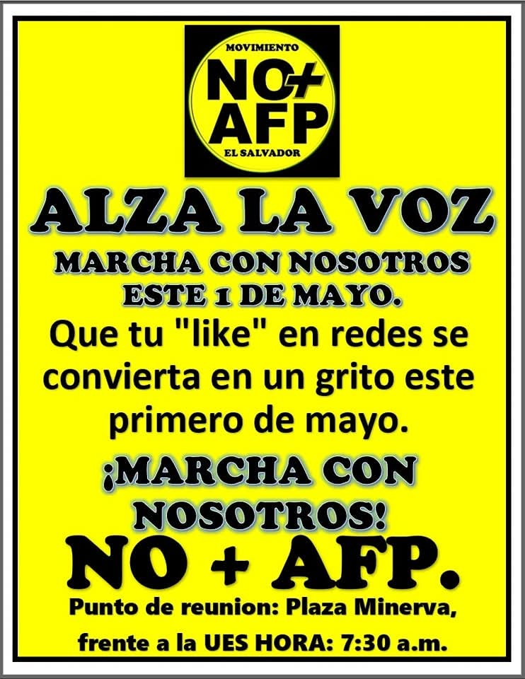 Nos sumamos en Pro de la Nacionalización del Sistema Previsional en El Salvador.

#PorPensionesJustas #NoMasAFP
#ElSalvador