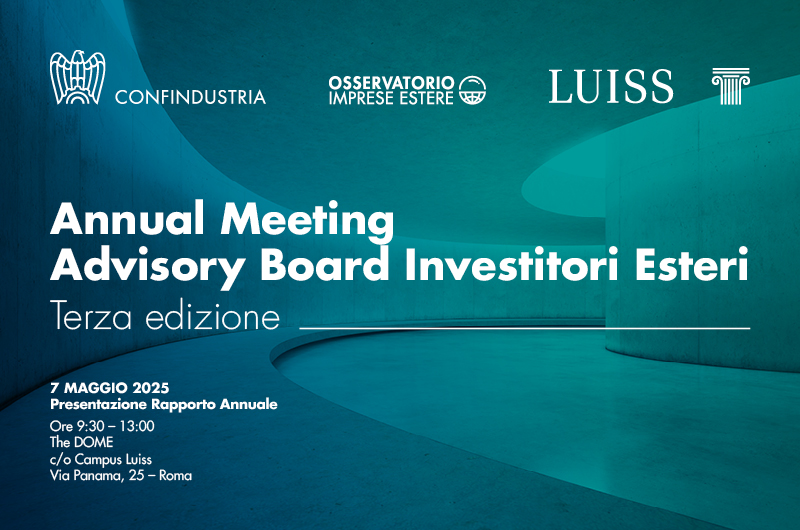 Confindustria (@confindustria) on Twitter photo Il prossimo 7 maggio 2025, dalle 9:30 alle 13:00, presso la <a href="/UniLUISS/">Luiss Guido Carli</a> di Roma si terrà  l’Annual Meeting dell’Advisory Board Investitori Esteri di Confindustria. I temi dell'evento: Export, catene globali, innovazione e R&S per la competitività sostenibile. In agenda il VII Il prossimo 7 maggio 2025, dalle 9:30 alle 13:00, presso la <a href="/UniLUISS/">Luiss Guido Carli</a> di Roma si terrà  l’Annual Meeting dell’Advisory Board Investitori Esteri di Confindustria. I temi dell'evento: Export, catene globali, innovazione e R&S per la competitività sostenibile. In agenda il VII