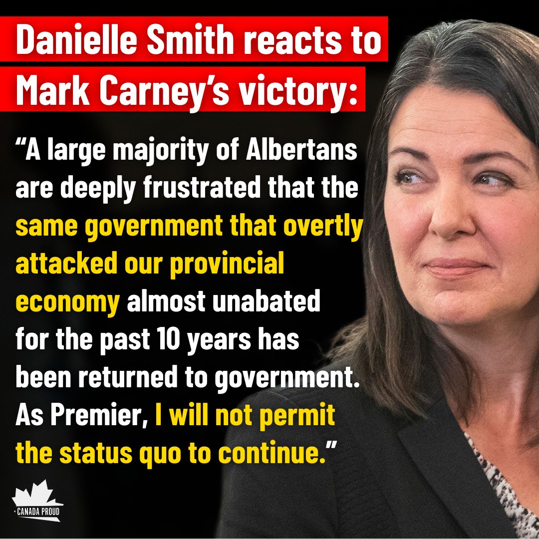 WeAreCanProud's tweet photo. Albertans will not roll over and accept Mark Carney's net-zero agenda. Thank you Danielle Smith for standing up! 👏 https://t.co/VvbZabn3aV