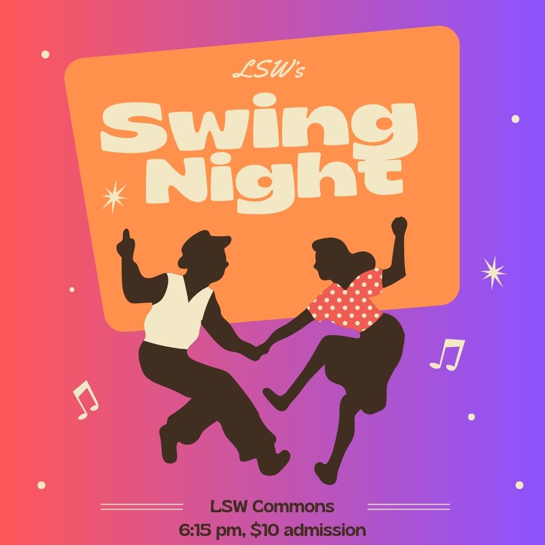 🕺🏻Because we all want to have a little more FUN in our life!  Join us Friday, May 2, at 6:15 pm for SWING NIGHT!  LSW commons. $10 admission.