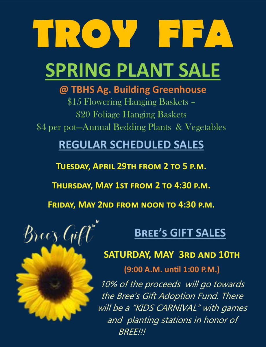 Check out our upcoming Greenhouse hours and make plans to join us for one of our Bree’s Gift Sales!