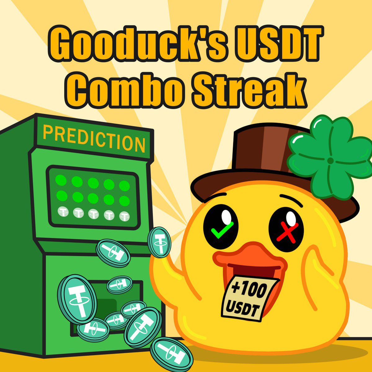 🆕Gooduck's USDT Combo Streak is now live — for a limited time!

💡Here’s how it works:
-Jump into Gooduck’s BTC last-digit prediction game;
-Hit consecutive correct predictions;
-USDT lands instantly in your wallet — ready to withdraw!

This time, your instincts pay off