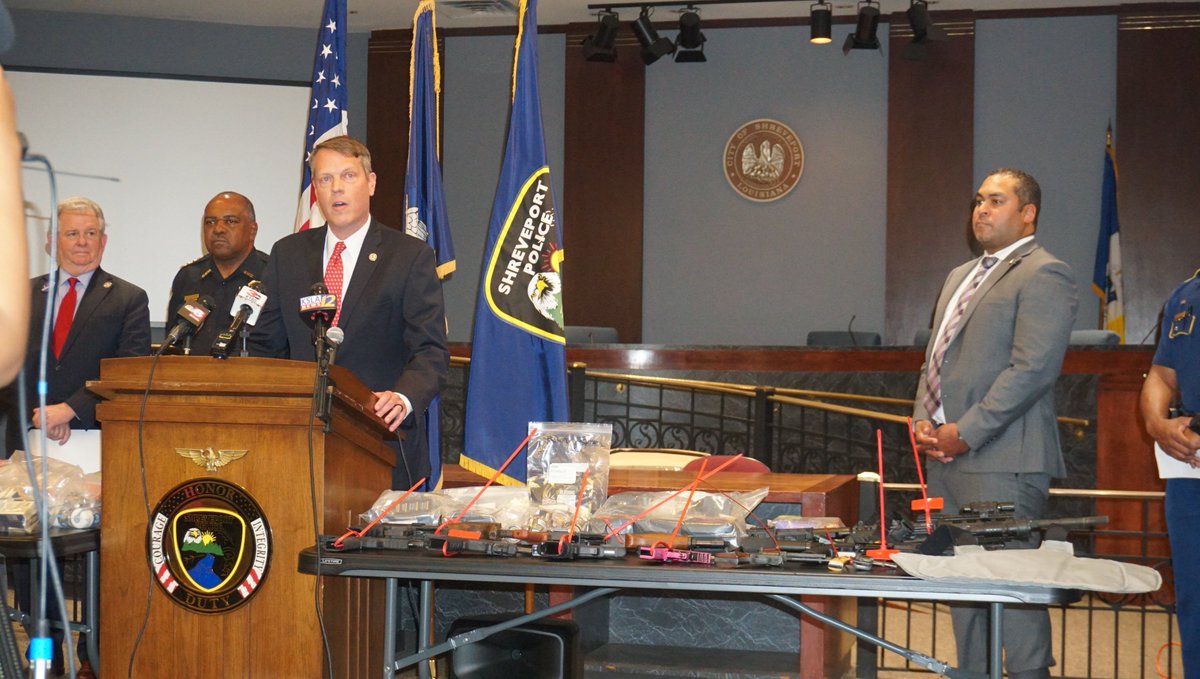 Acting USA Alexander Van Hook attends VCAT's "Operation Curve Ball" press conference at the Shreveport Police Department with  law enforcement partners that yielded arrests, guns, marijuana and other drugs being sold from storefronts. <a href="/USAO_WDLA/">US Attorney WDLA</a> <a href="/ATFNewOrleans/">ATF New Orleans</a> <a href="/ShreveportPD/">ShreveportPolice</a>