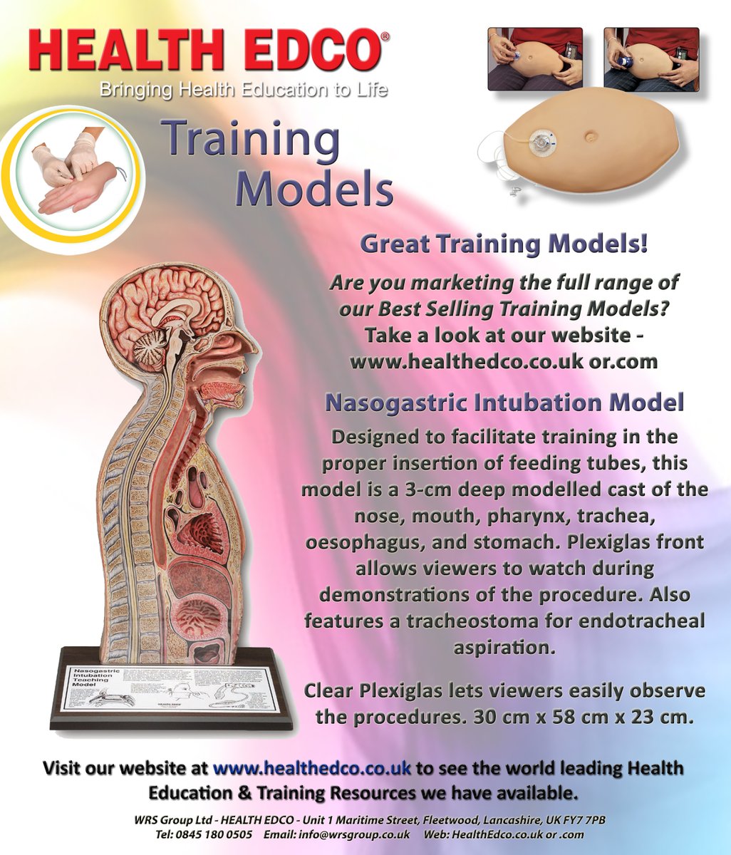 Comprehensive training models to teach healthcare  students to perform a variety of medical and nursing procedures. Check out our range of resources at  healthedco.co.uk