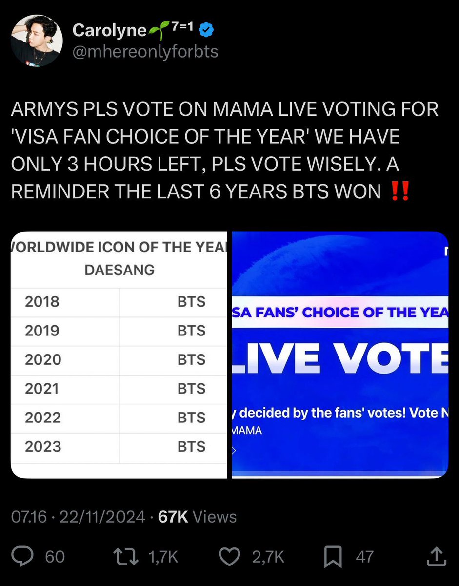 0xEfferves's tweet photo. @4everwizbangtan @mhereonlyforbts She usually don’t post whom to vote for even for MAMA live. Why should she change it not suddenly https://t.co/p8IoPBbf1T