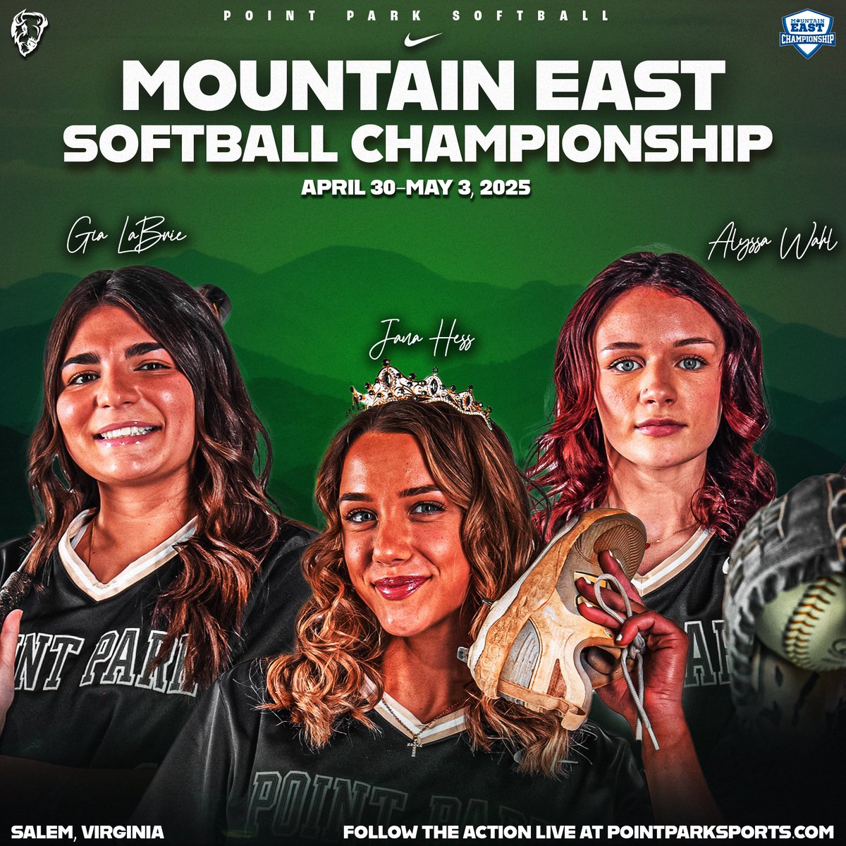 🥎📲 The @mountaineastconf Softball Championship is calling! Point Park is on the road to Salem, Virginia!

💻 Read more at PointParkSports.com

#GoPioneers