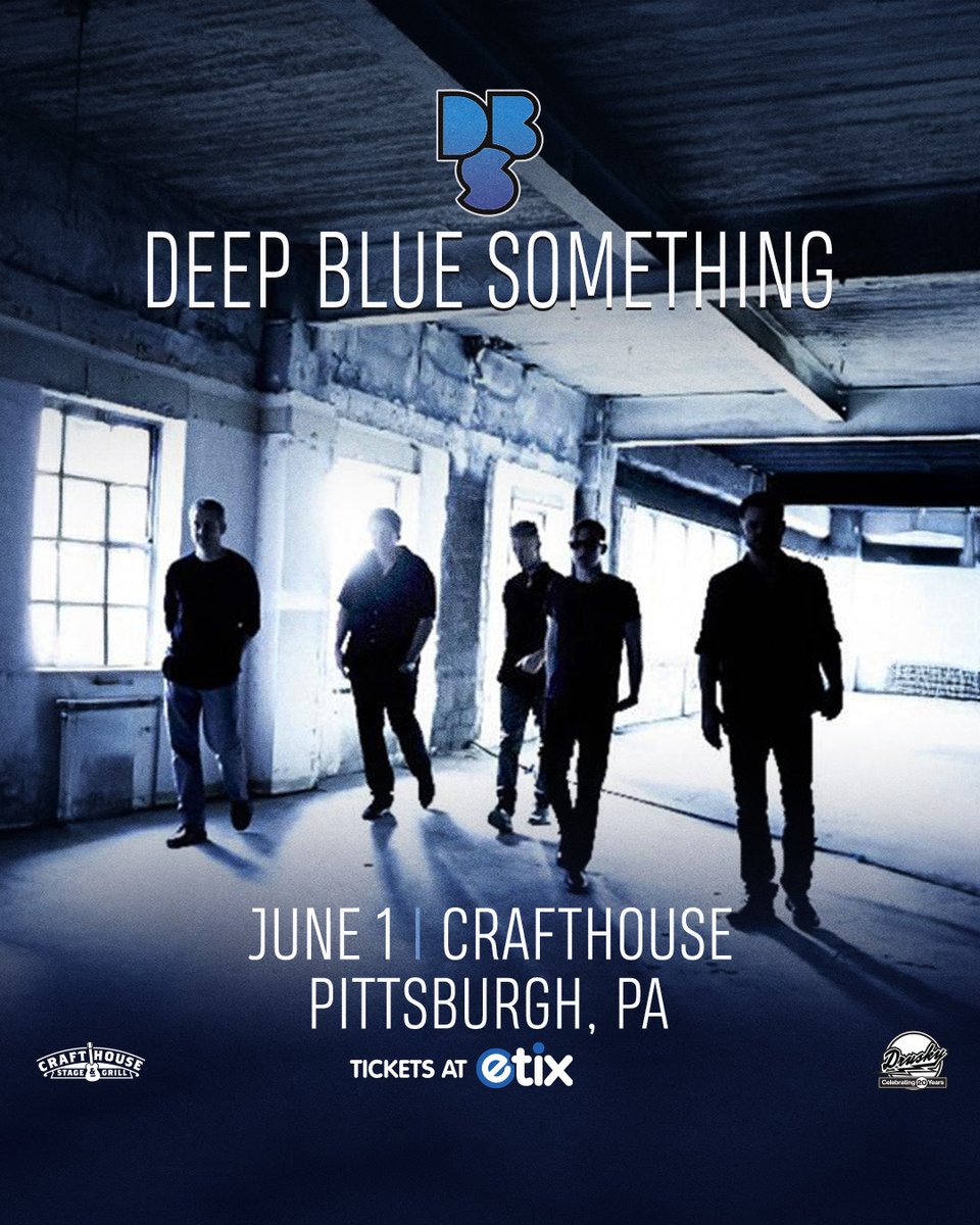 Drusky Entertainment (@druskyent) on Twitter photo NEW SHOW 🚨 <a href="/DBSbandofficial/">deep blue something</a> at <a href="/Crafthousepgh/">CrafthousePgh</a> on June 1st!
⏰ Tickets go on sale May 2nd at 10am!
🎟️ bit.ly/DeepBlueSometh… NEW SHOW 🚨 <a href="/DBSbandofficial/">deep blue something</a> at <a href="/Crafthousepgh/">CrafthousePgh</a> on June 1st!
⏰ Tickets go on sale May 2nd at 10am!
🎟️ bit.ly/DeepBlueSometh…