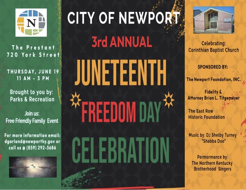 The City of Newport is getting excited about our Juneteenth event! Check out the flyer for all the details. We hope to see you there!